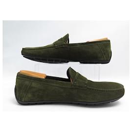 JM Weston-NEW JM WESTON LOAFERS AJACCIO SHOES 10 44 IN GREEN SUEDE STICKERS-Green
