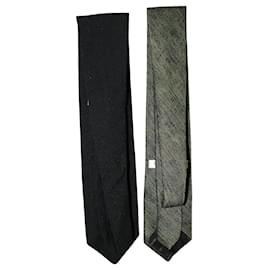 Giorgio Armani-Set of Two Ties: Green and Black-Black