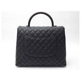 Chanel-NEW CHANEL COCO HANDLE GM A HANDBAG92993 CAVIAR LEATHER HANDLE LEZARD BAG NEW-Black