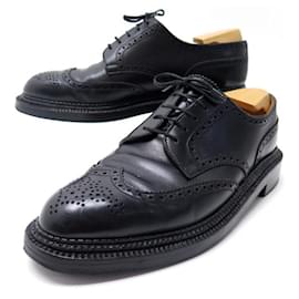 JM Weston-JM WESTON TRIPLE SOLE SHOES 8D 42 BLACK LEATHER FLORAL DERBY SHOES-Black