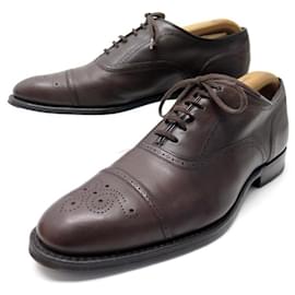 Church's-CHURCH'S BURSTOCK SHOES 8F 42 RICHELIEU BOUT FLORAL BROWN LEATHER SHOES-Brown