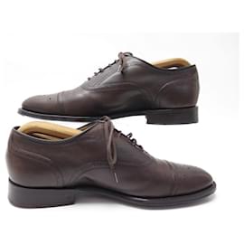 Church's-CHURCH'S BURSTOCK SHOES 8F 42 RICHELIEU BOUT FLORAL BROWN LEATHER SHOES-Brown