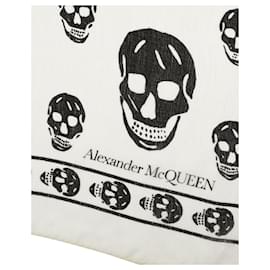 Alexander Mcqueen-alexander mcqueen, lenço de seda crânio, branco, preto-Branco