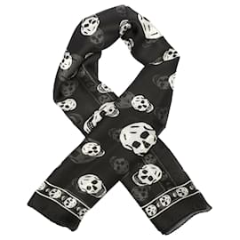 Alexander Mcqueen-Alexander Mcqueen Totenkopf Seidenschal schwarz weiß-Schwarz