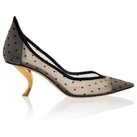 Dior-Suede Mesh Plumetis D-Sculpture Pumps-Black