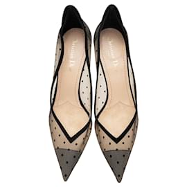 Dior-Suede Mesh Plumetis D-Sculpture Pumps-Black