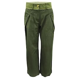 Sacai-Olive Green Pants with Golden Strap-Green