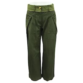 Sacai-Olive Green Pants with Golden Strap-Green