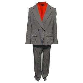 Escada Checkered Pantsuit Set with Blouse Black