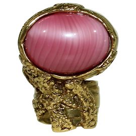 Yves Saint Laurent Bague Arty Dorée avec Pierre Rose Doré Métallisé