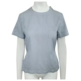 Sacai-Blue Striped Asymmetric Top-Blue