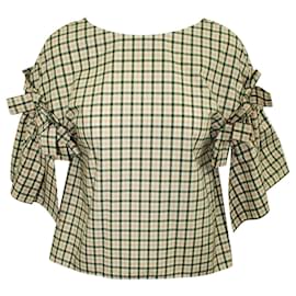 Fendi-Loose Fitting Checked Cotton Shirt-Brown