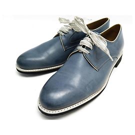 NEUF CHAUSSURES PARABOOT SAPHIR 138109 DERBY 7.5 41.5 CUIR BLEU SHOES NEW Bleu