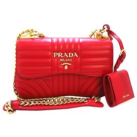 Bolsa Prada Red Diagramme Couro Crossbody Vermelho