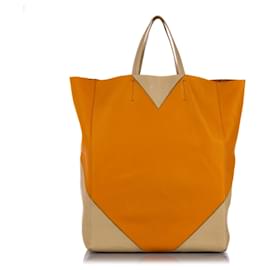 Céline-Celine Orange Vertical Coeur Cabas Tote Bag-White,Orange