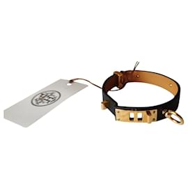 Hermès-BRACCIALE HERMES CUIR MINI CANE PLAQUE VEAU SWIFT-Nero