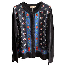 Tory Burch Cardigan blu navy in lana e seta Blu navy