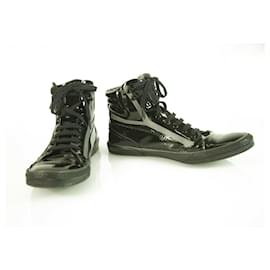 Yves Saint Laurent-Yves Saint Laurent YSL Men's Y Black Patent Leather High Top Trainers 43,5-Black