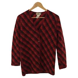Fendi-[Used] FENDI Red Total Pattern Cardigan-Black,Red