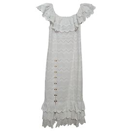 Autre Marque Alice Mccall Ziggy Midikleid weiß Baumwolle Weiß