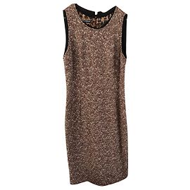 Robe Dolce & Gabbana en laine marron doublure léopard Marron