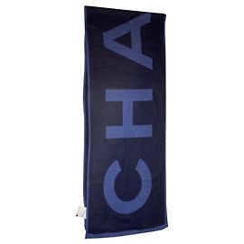 Chanel New Pañuelo de cachemir y seda Negro Azul marino