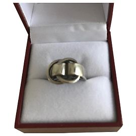 Hermès Vintage Sammlerring 'Gürtel' aus massivem Silber Silber