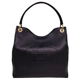 Bolsa de couro Prada Hobo Preto
