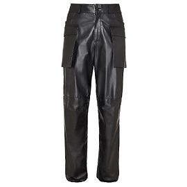 Salvatore Ferragamo new black leather cargo pants 48 It Black