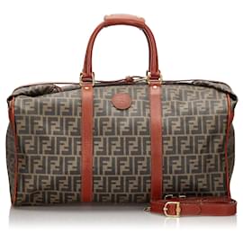 Fendi-Fendi Brown Zucca Coated Canvas Travel Bag-Brown