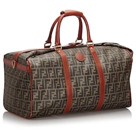 Fendi-Sac de voyage en toile enduite Zucca marron Fendi-Marron