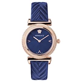 Versace-V-Motif Leather Watch-Pink