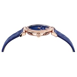 Versace-V-Motif Leather Watch-Pink