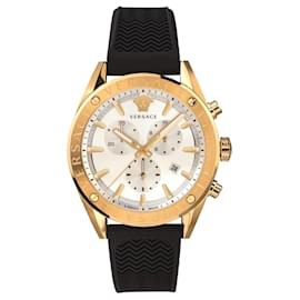 Versace-V-Chrono Silicone Watch-Golden,Metallic