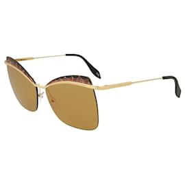 Alexander Mcqueen-Alexander McQueen Cat-Eye Sunglasses-Golden,Metallic