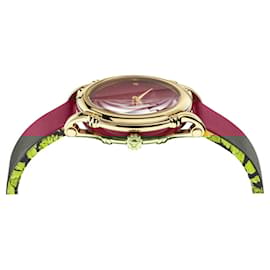 Versace-Safety Pin Leather Watch-Golden,Metallic
