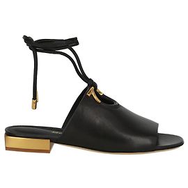 Salvatore Ferragamo Sandales à lacets en cuir Lanio Noir