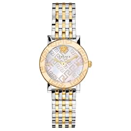 Versace-Greca Glass Mother of Pearl Watch-Silvery,Metallic