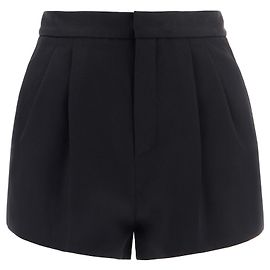 Saint Laurent Shorts de lã sob medida de cintura alta Preto