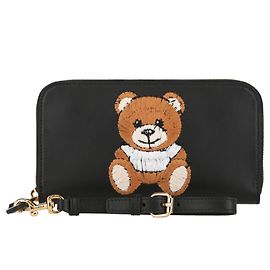 Moschino Portafoglio in pelle con orsacchiotto Nero