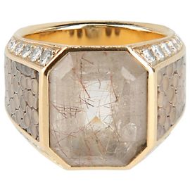 Salvatore Ferragamo Anello cocktail Galuchat D'oro Metallico