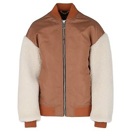 Maje X Schott Boston Shearling Bomber Jacket Brown