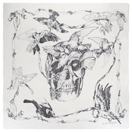 Alexander Mcqueen-Birds On Skull Scarf-White