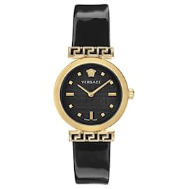 Versace-Meander Patent Leather Watch-Golden,Metallic