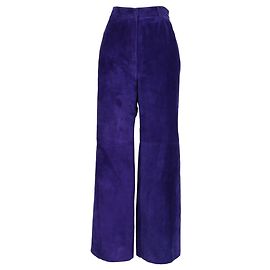 Salvatore Ferragamo Suede High-Waisted Pants Purple