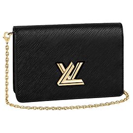 Louis Vuitton Carteira de cinto LV Twist com corrente Preto
