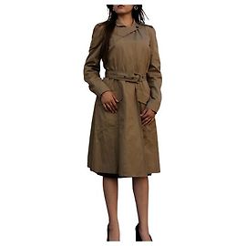 YSL Tom Ford 2004 Trench Yves Saint Laurent Rive Gauche con cintura e zip 42fr Beige