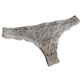 New in bag La perla silk tanga with lace size 42fr Beige
