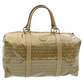 Fendi-FENDI Zucchino Boston Bag Coated Canvas Beige Auth ar4845-Beige