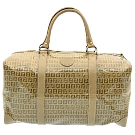Fendi-FENDI Zucchino Boston Bag Coated Canvas Beige Auth ar4845-Beige